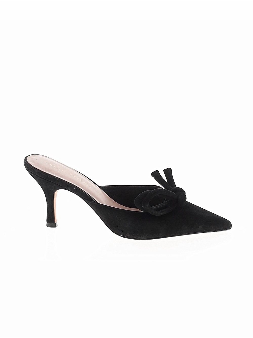 Loeffler Randall Black Suede Pointed-Toe Knot Mule Heels